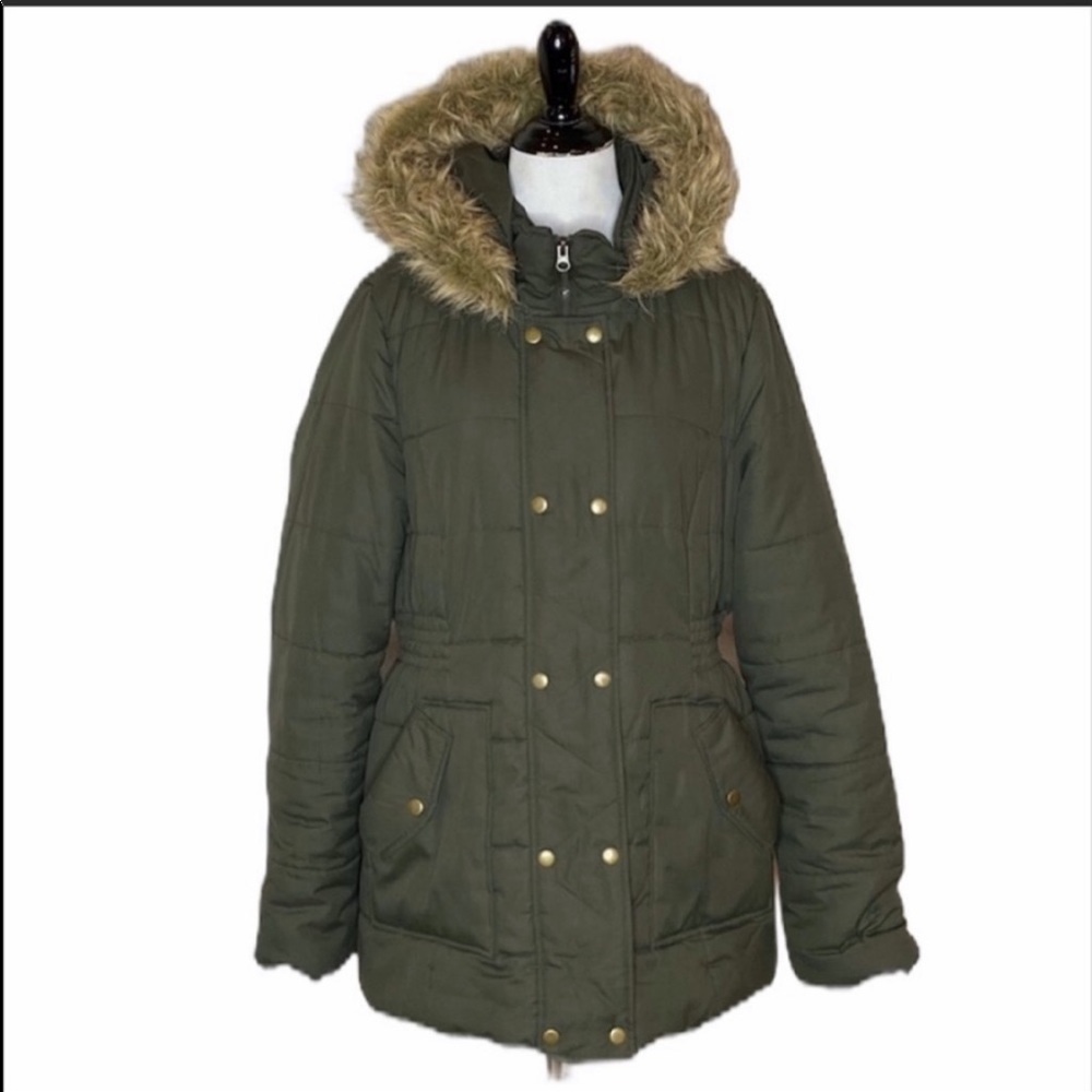 KRUSH  Olive Fur trim Puffer Coat -Size XL(Jr)